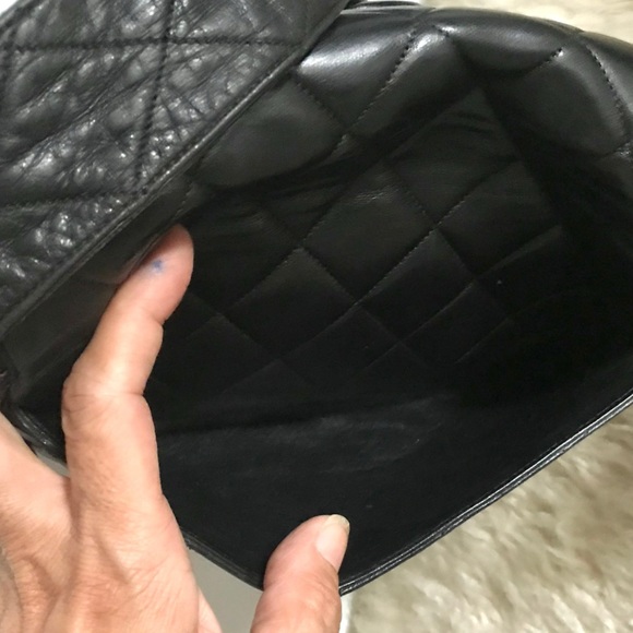 AUTH CHANEL BLACK LAMBSKIN CROSSBODY RARE VINTAGE QUILTED FLAP BAG EUC LUXURY - Picture 11 of 16
